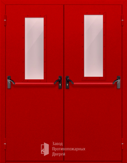Фото двери «Двупольная с стеклом и антипаникой (красная)» в Долгопрудному