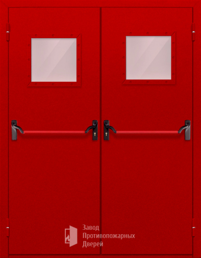 Фото двери «Двупольная со стеклопакетом и антипаникой (красная)» в Долгопрудному