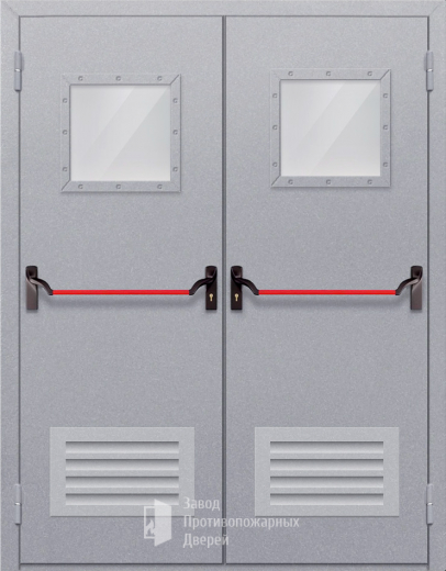 Фото двери «Двупольная со стеклопакетом и решеткой (антипаника)» в Долгопрудному