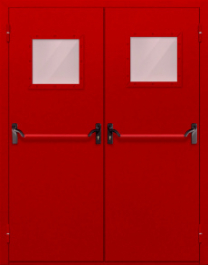 Фото двери «Двупольная со стеклопакетом и антипаникой (красная)» в Долгопрудному