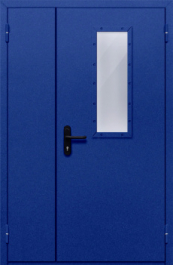 Фото двери «Полуторная со стеклом (синяя)» в Долгопрудному