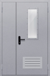Фото двери «Полуторная со стеклом и  решеткой» в Долгопрудному