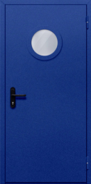 Фото двери «Однопольная с круглым стеклом (синяя)» в Долгопрудному