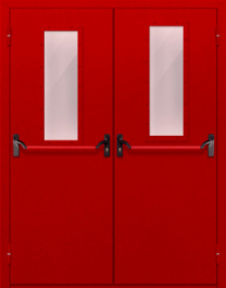 Фото двери «Двупольная с стеклом и антипаникой (красная)» в Долгопрудному