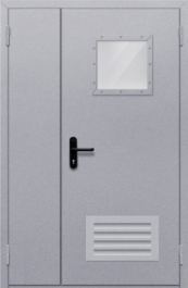 Фото двери «Полуторная со стеклопакетом и решеткой» в Долгопрудному