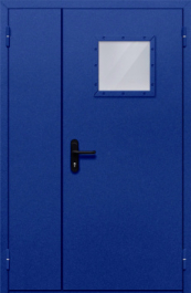 Фото двери «Полуторная со стеклопакетом (синяя)» в Долгопрудному